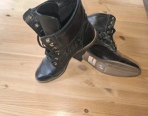 Schwarze Stiefel aus Leder für Damen, Größe 37