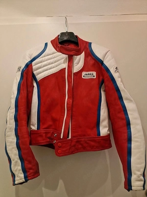 Jumbo Echte Leder Jacke Motorrad Rot Retro 