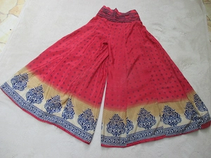 NEU Ornamente Blumen Blüte Festival BOHO Seiden Satin Palazzo Marlene Schlag Schlupf HOSE 34-40 XS-M