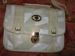 NEU Original VINTAGE Echt Patchwork Leder Hand UmhängeTasche Bag Spiess Original Design cremé beige