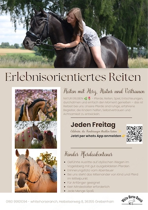 Erlebnisorientiertes Reiten - Reiten mit Herz. Natur und Vertrauen