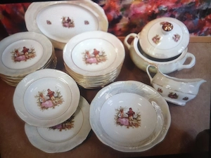 Chodziez Kaffee u Speise Service, Perlmutt & Goldrand 