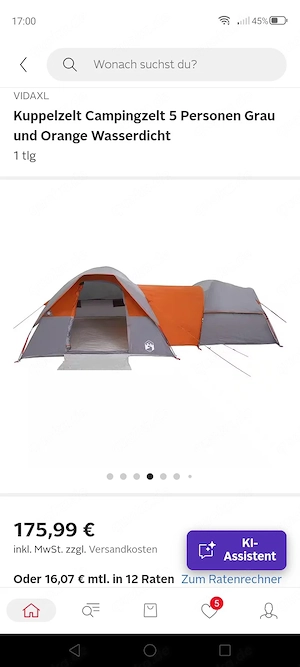 Zelt für 5 Personen 