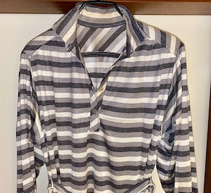 Eleganter Look Damenkleid   Hemdblusenkleid Gr. 46 Gestreift Langarm wNeu