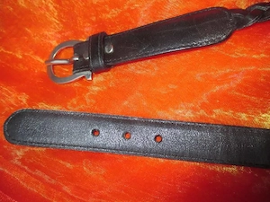 NEUw ORIGINAL VINTAGE Echt- Leder Zopf Flecht Taillien Gürtel "Etienne Aigner" schwarz silber