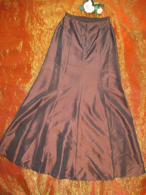 NEU Abend Ausgeh Ball Long Maxi Seiden Satin DESIGNER A-Linie Rock Gr. 34  XS schokoladen- braun