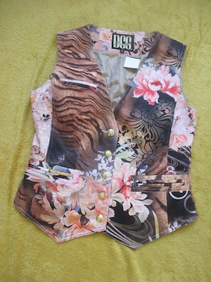 NEU m. E. Blumen Blüten Animal Boho Hippie- Style Ärmellose Kurz Weste Jacke Desigual 36- 38  S bunt