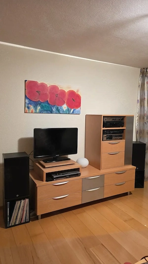 TV-Schrank Buche mit drehbarer Platte u.7 Schubladen,Sideboard