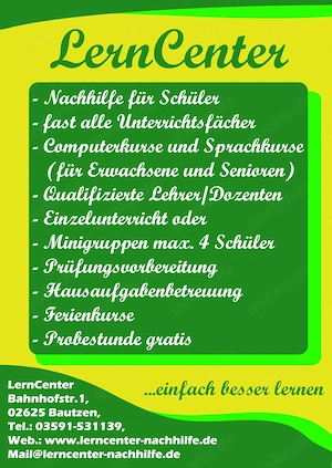 Nachhilfe im LernCenter Bautzen für Mathe Deutsch Englisch Physik ect. Bild 2