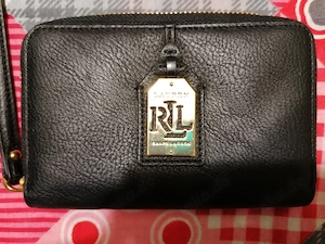 Lauren Ralph Lauren Wristlet Portemonnaie Leder Schwarz