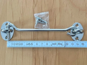 Sturmhaken Fensterhaken Torhaken verchromt! L=140mm