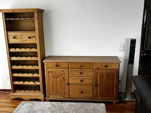Verkaufe ein Sideboard und ein Weinregal aus Vollholz
