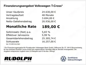 Volkswagen T-Cross Goal 1.0 TSI 6-Gang LED BT Navi ACC SHZ AHK PDC Bild 4
