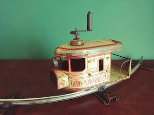 Große Rarität Ca.1912 Original Ely Cycle Co. Monorail Blechspielzeug Tin Toy