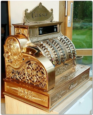122 Jahre alte Bronze National Registrierkasse von 1898, Top restauriert