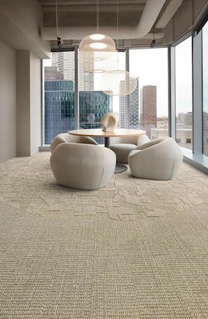 Schöne Etched & Threaded Beige Teppichfliesen von Interface