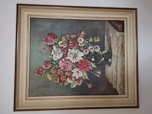 Ölbild mit ausgeprägter Struktur - Impasto-Tecknik. Blumenbild