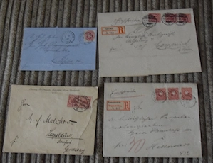 11 Briefe mit Briefmarken Brustschild