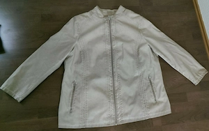 Schöne  Kunstleder  Jacke  von  Jessica  -  Gr.  56  -  beige  -  C&A