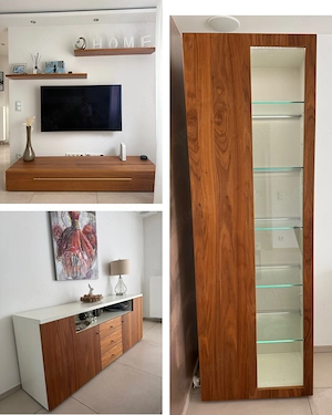 Hülsta Wohnzimmermöbel. TV Board, Vitrine mit LED, Sideboard, 2x Wandbretter