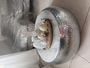 Runder Couchtisch in Metall-Optik Wohnzimmertisch Sofatisch