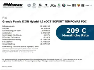 Fiat Grande Panda ICON Hybrid 1.2 eDCT SOFORT TEMPOMAT PDC APPLE AND Bild 2