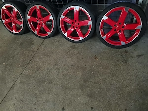 4x Ford Alufelgen 19 Zoll rot LK 5x108 Focus ST