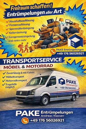 PAKE Entrümpelungen   Transport & Entrümpelung vom Profi