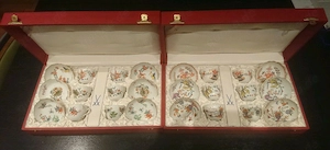 12 Espressotassen MEISSEN in 2 Original Schatullen  Koffern