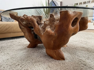 Bis 25.04.!!! Unikat, Einzelstück, Echte Wurzel mit Glaspaltte, Couchtisch, groß