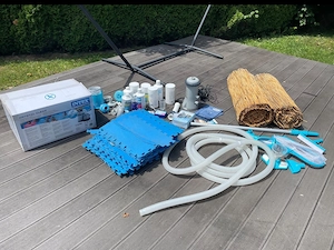 bis 25.04!! Pool, großes Poolset, Leiter, Matten, Sandfilterpumpe, Reinigungsset Bild 3