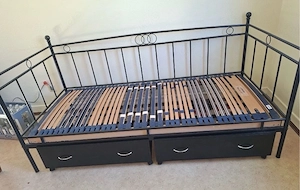 Metallbett 90x200 mit Lattenrost & Bettkasten   stabil & komplett