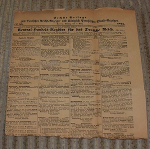 Zeitung Deutscher Reichsanzeiger 3 Beilagen ca. 1895