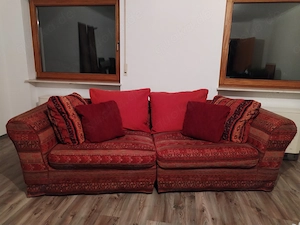XXL Couch, Sofa, rot mit Kissen