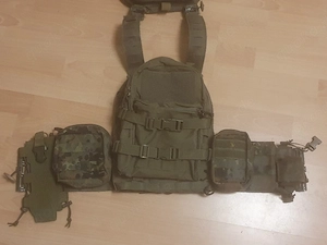 Lindnerhof LT-042 Plattenträger in Steingrau Olive mit kompletten Zentauron 5FT Pouches und Rucksack