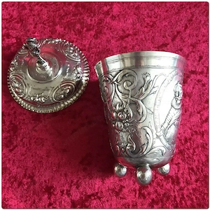 Seltenheit Kugelfuß Becher mit Deckel 1619 Silber Fürst Christian I. Anhalt Bild 7