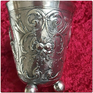 Seltenheit Kugelfuß Becher mit Deckel 1619 Silber Fürst Christian I. Anhalt Bild 4