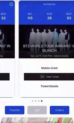 Konzertkarte für BTS, München