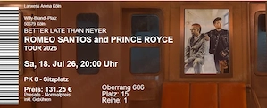 zwei (2x) Ticksts romeo santos & prince royce tour 18.07 um 20 Uhr in Köln