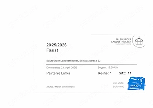 Salzburger Landestheater "Faust" am 23.4.2026