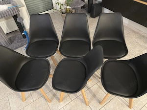 6 x Stühle Set Schwarz  Holz