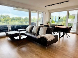 Echtleder Couch mit Ottoman