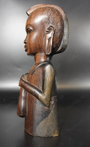 Massai-Krieger Büste, Afrikanische Schnitzkunst, 28 cm hoch Bild 2