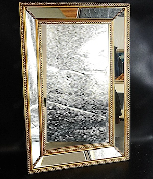 Wandspiegel Vintage - doppelter goldfarbener Rand