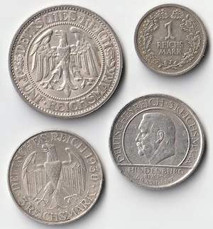 4 Silbermünzen Weimarer Republik