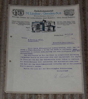Beleg Backofenbauanstalt Dresden 1925