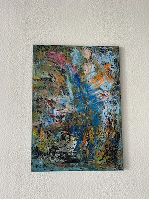 Acrylgemälde Abstrakt auf Leinwand Unikat 50x70 Preis VHS Bild 3