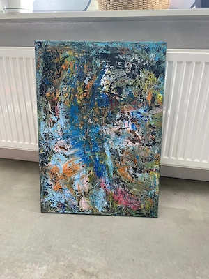 Acrylgemälde Abstrakt auf Leinwand Unikat 50x70 Preis VHS Bild 2