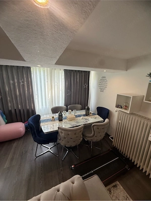 Esszimmer-Set: Marmor-Tisch 6blaue Samtsessel liefern innerhalb Krefeld kostenlos