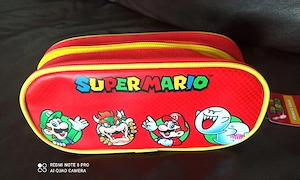 Super Mario Nintendo Unisex Super Mario Character Circles Rectangle Pencil Case (Holder), Red, One S